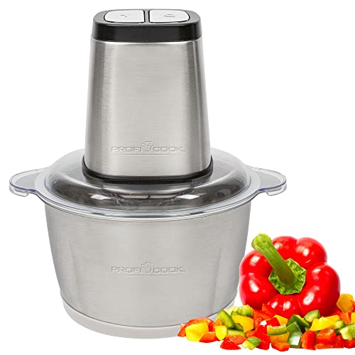 Proficook Tritatutto Elettrico Con Funzione Tritaghiaccio, Tagliaverdure Con Contenitore In Acciaio Inox Da 1.7 Litri, Con Lama Combinata, Pc-Mz 1227