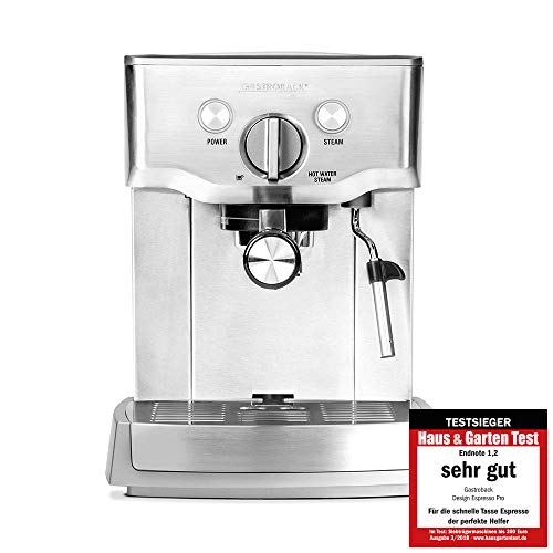 Gastroback 42709 - Macchina Per Caffè Espresso Design Espresso Pro, Con Portafiltro, Ugello Per Schiumare Il Latte, 15 Bar, 1,5 L, Sistema Di Riscalda