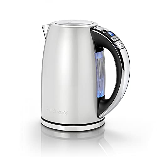 Cuisinart Cpk17Se Bollitore Elettrico In Acciaio Inox Da 1,7L, Multitemperatura 85° - 100°C, Display Lcd, Base A 360 ° Per Mano Dx E Sx, Filtro Antica