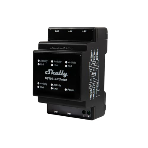 Shelly Switch Lan Per Guida Din | 5 Porte Rj45 | Facile Installazione E Configurazione