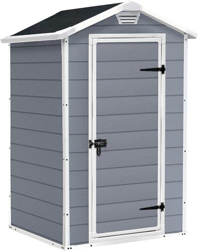 Keter Casetta Da Giardino Manor 4X3, Finitura Effetto Legno Graffiato, Grigia, 129X103X196 H Cm