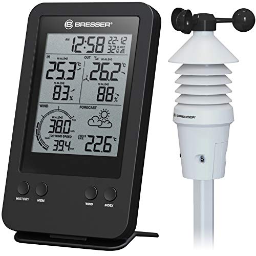 Bresser 7002531 Anemometro Professionale 3 In 1 Con Terminale Collegato Tramite Segnale Radio