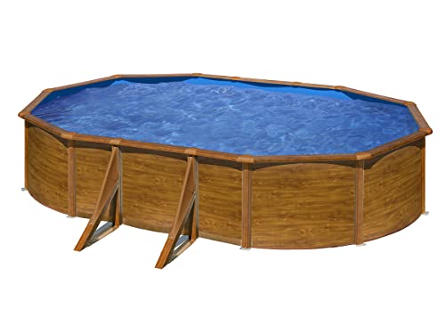 Gre Kit500W - Piscina Ovale 4 Rinforzi Laterali Decorazione Legno Dim: 500X300 H 120