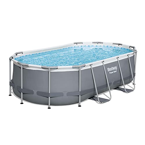 Bestway Power Steel Frame - Set Piscina Con Pompa Filtro 427 X 250 X 100 Cm, Colore: Grigio Ovale