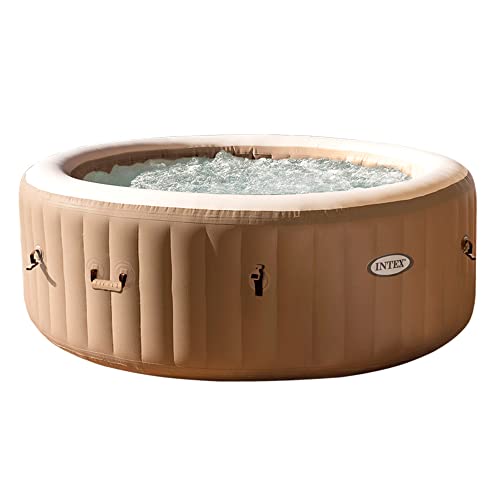 Intex 28426Ex - Purespa Vasca Idromassaggio Gonfiabile Bubble Massage, 4 Posti, 120 Getti, Riscaldatore, Pvc, Beige, 196X71 Cm