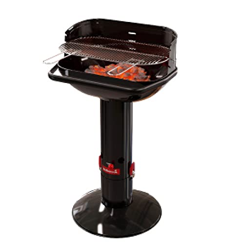Barbecook Loewy 55 Barbecue A Carbone Con Protezione Antivento, Barbecue A Carbonella Con Quickstart E Quickstop, Regolabile In 3 Posizioni, Nero, Gri