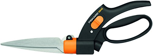 Fiskars Cesoie Per Erba, Lame Rotanti, Meccanismo Anti-Blocco Servo-System, Lunghezza: 32 Cm, Lame In Acciaio/Impugnature In Plastica, Nero/Arancione,