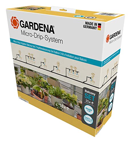 Gardena Micro-Drip-System Set Per Irrigazione A Goccia Balcone (15 Piante): È Subito Pronto All’Uso, Sistema Di Irrigazione A Risparmio Idrico, Tecnic