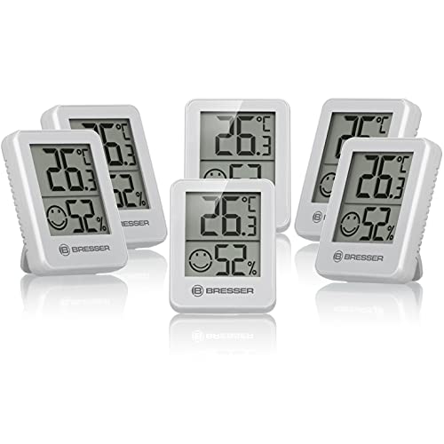 Bresser Termometro Igrometro Temeo Hygro Indicator, Set Da 6 Pezzi, Da Posizionare O Da Montare A Parete Con Indicatore Di Temperatura Ambiente, Bianc