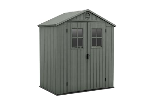 Keter Casetta Da Giardino Darwin 6X4, Finitura Effetto Legno, Colore Verde Salvia, 2,2 M², 190X122X221H Cm