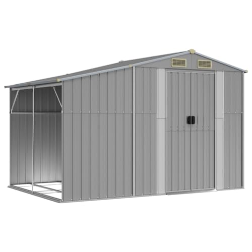 Vidaxl Capanno Da Giardino Grigio 277X192,5X179 Cm In Acciaio Zincato