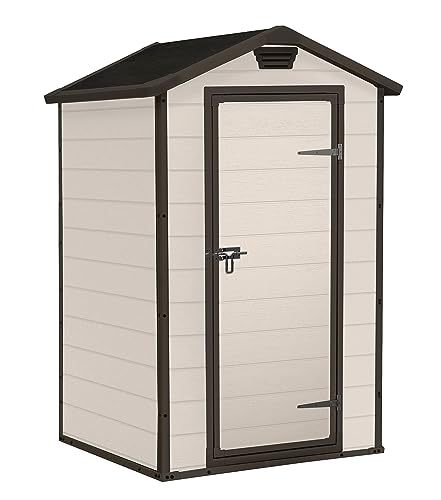 Keter Casetta Da Giardino Manor 4X3, Finitura Effetto Legno Graffiato, Beige, 129X103X196H Cm