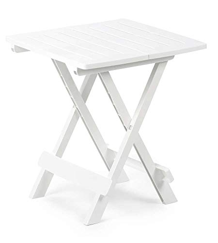 Ipae-Progarden Adige - Tavolo Pieghevole Da Giardino, Polipropilene, Bianco, 44 X 44 X 50 Cm
