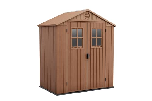 Keter Darwin 6X4 Casetta Da Giardino, Effetto Legno, Marrone, 190X122X221H Cm