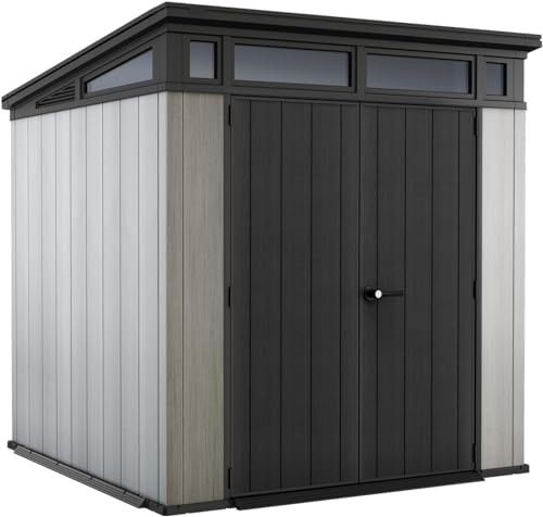 Keter Casetta Da Giardino Artisan 7X7, Effetto Legno Spazzolato, Grigio, 4,7 M², 214X218X226H Cm