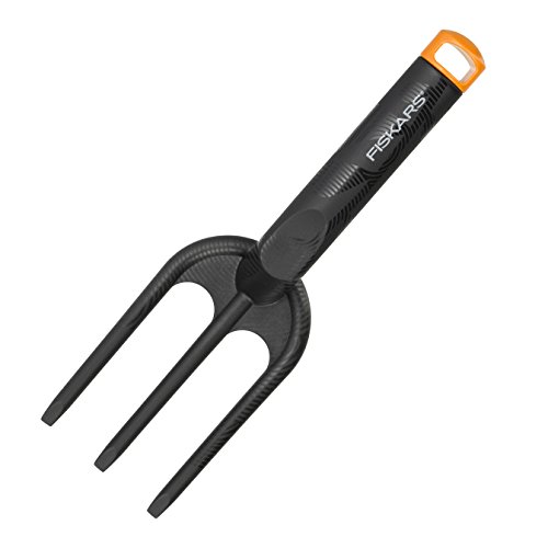 Fiskars Forca Con 3 Denti, Lunghezza: 26 Cm, Plastica Rinforzata Con Fibra Di Vetro, Nero/Arancione, Solid, 1000696