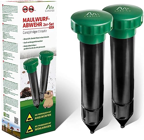 Gardigo® Set Di 2 Dissuasori Per Talpe | Repellente Talpe - Ca.700 M² | Allontana Talpe Da Giardino | Anti Talpe A Batterie | Scaccia Talpe | Dissuaso