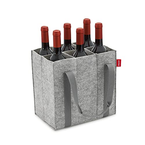 Achilles Borsa Per Bottiglie Con 6 Scomparti, Anche Per Bottiglie Da 1,5 Litri, Borsa Per Bottiglie In Feltro, 100% Riciclato (Grigio)(Per 6 Bottiglie