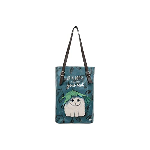 Dogo Femme Cuir Vegan Bleu Fait Main Et Mode Sac D'Épaule - Rain Drops May Heal Your Soul Motif