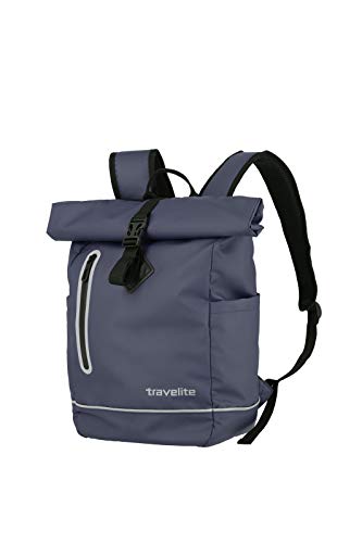 Travelite Basics Zaino Da Bicicletta In Materiale Impermeabile, Zaino Da Scuola In Poliestere Con Riflettori + Chiusura Arrotolabile, 48 Cm, 19 Litri
