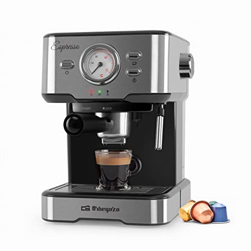 Orbegozo Ex 5500 Caffettiera Espresso E Cappuccino, 20 Bar Pressione Termometro, Serbatoio Estraibile 1,5 L, Vaporizzatore, 1100 W, Multicolore