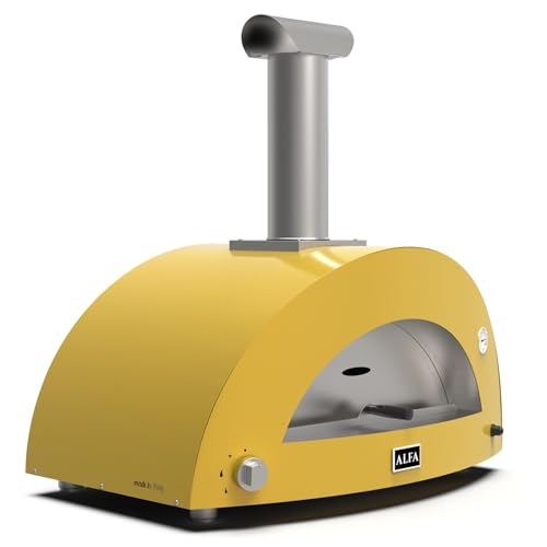 Alfa Forni Barbecue A Gas Di Marca Modello Moderno 3 Pizze Ibrido Fire Yellow