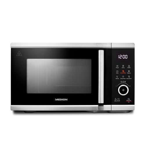 Medion Microonde Con Friggitrice Ad Aria Calda (4 In 1, 25 Litri, 1.500 Watt, Forno A Microonde Da 900 Watt, 9 Programmi Automatici, Pulsante Popcorn,