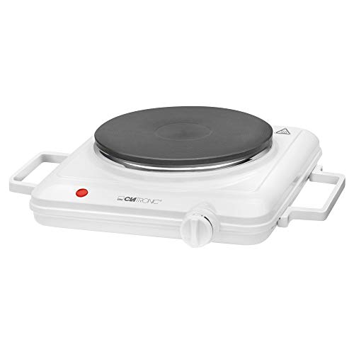 Clatronic Piastra Singola Dkp 3582, 1500W, Ideale Per Il Campeggio, La Cucina O L'Ufficio, Piastra Grande Ø 18 Cm, Termostato A Regolazione Continua,