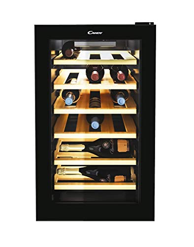 Candy Divino Cwc 021 Elsp/N Cantinetta Vino Refrigerata, 21 Bottiglie, App Hon Con Tecnologia Vivino, Ripiani In Legno, Luce Led, Classe G, 40X55X70 C