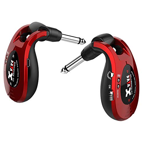 Xvive U2 - Sistema Wireless Per Chitarra, Basso E Altri Strumenti, Ricaricabile 2.4Ghz, Trasmettitore/Ricevitore Digitale, Colore: Rosso Metallizzato