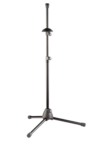 K&M 14985 Stand Per Trombone/ Tromba Bassa Nero - Con Base A Scato E Piedini Pieghevoli - Altezza Regolabile Fino A 97Cm