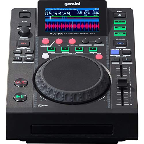Gemini - Mdj-600, Lettore Multimediale Per Dj Con Display A Colori Da 4,3" E Rotellina Di Scorrimento Da 12,7 Cm