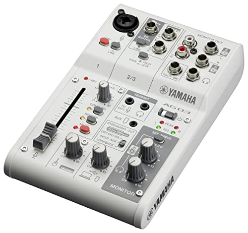 Mixer Yamaha Ag03Mk2 Mixer A 3 Canali Per Streaming Live Con Interfaccia Audio Usb, Per Windows, Mac, Ios E Android, Bianco