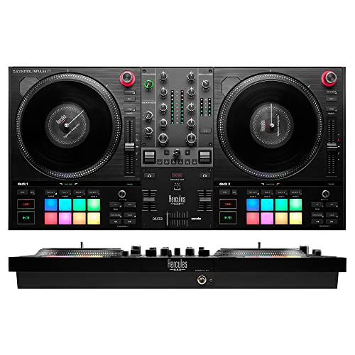 Hercules Djcontrol Inpulse T7, Consolle Per Dj, 2 Piatti Motorizzati, Replica Disco In Vinile Separato, Software Incluso Serato Dj Lite E Djuced