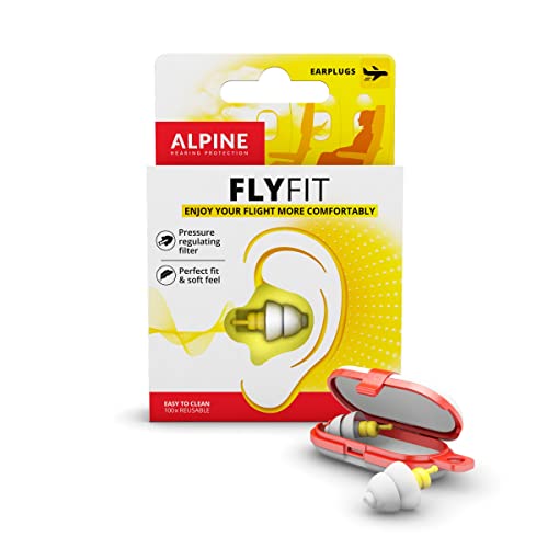 Tappi Alpine Flyfit – Regola La Pressione Per Prevenire Dolore Al Timpano – Filtri Morbidi Studiati Per Viaggiare – Materiale Ipoallergenico Confortev