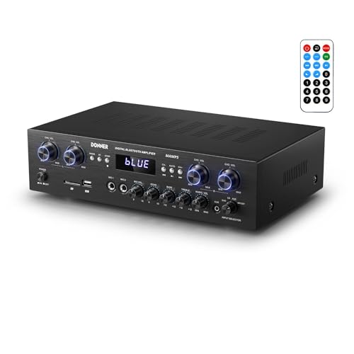Donner Amplificatore Di Potenza Audio Bluetooth 5.0, Amplificatore Audio Stereo 4 Canali, Amplificatore Hifi 440W Con Usb, Sd, Fm, 2 Microfono In Echo