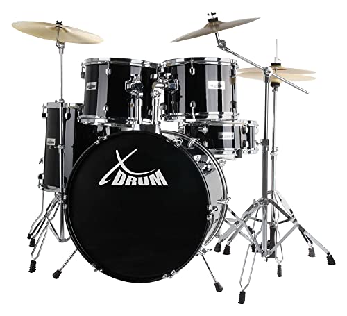 Xdrum Semi 20" Studio Batteria Midnight Black (Nera) Con Asta A Giraffa + Piatto Crash