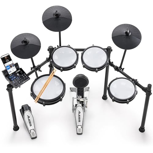 Alesis Nitro Max Batteria Elettronica Con Pelli Mesh Silenziose, Rullante A Doppia Zona Da 10”, Bluetooth, 440+ Suoni Autentici, Drumeo, Usb Midi, Ped