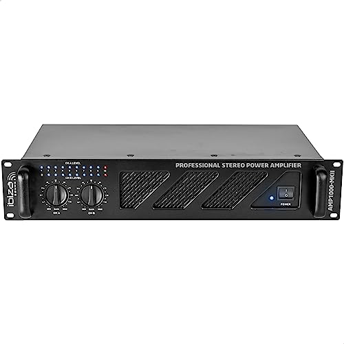 Ibiza - Amp1000-Mkii - Amplificatore Pa Professionale 2X800W Con Ingressi Rca/Jack E Uscite Speakon/Born - Rack 19" - Nero