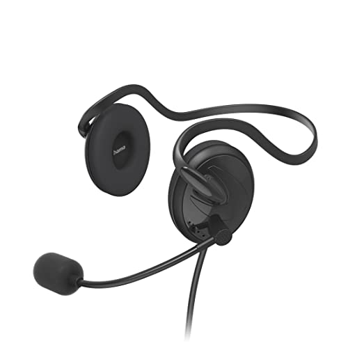 Hama Cuffie Con Microfono Cablate, Jack Da 3,5 Mm, Aux, Stereo Headphones Con Cavo, Cuffie On-Ear Pc Con Braccio Microfono E Fascia Per Il Collo, Cavo