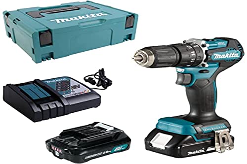 Makita Taladro Percutor Inalámbrico, 18 Voltios Dhp487Raj, Aluminium, Petrolio