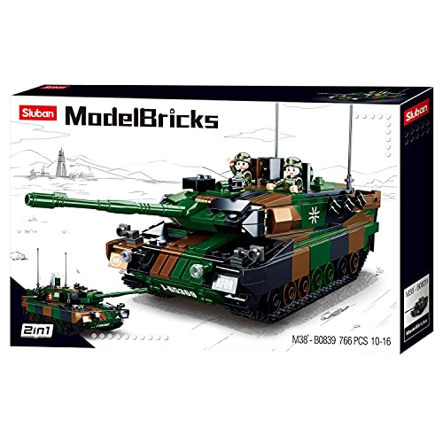 Sluban- Modelbricks-Leopardo 2A5 Main Battle Tank 2In1, Multicolore, M38-B0839