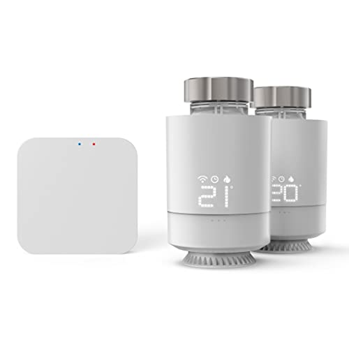 Hama Smartes Termostato Per Radiatore, Starter Set 2 Pezzi, Con Hub (Controllo Del Riscaldamento Wi-Fi, Regolatore Di Riscaldamento Smart Home Per Tut