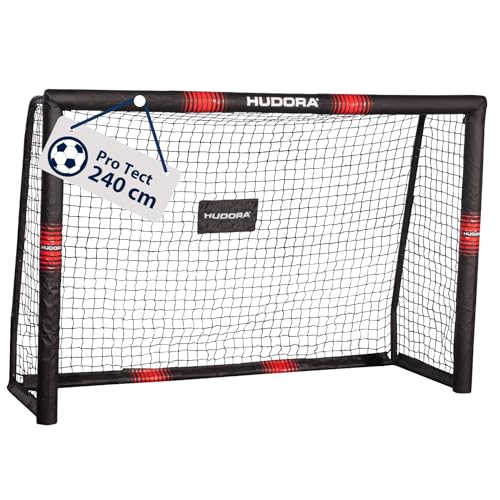 Hudora Porta Da Calcio Pro Tect, Porta Da Calcio Grande Per Bambini E Adulti, Porta Da Calcio Rivestita In Gommapiuma Con Rete, Porta Da Esterno Di Qu