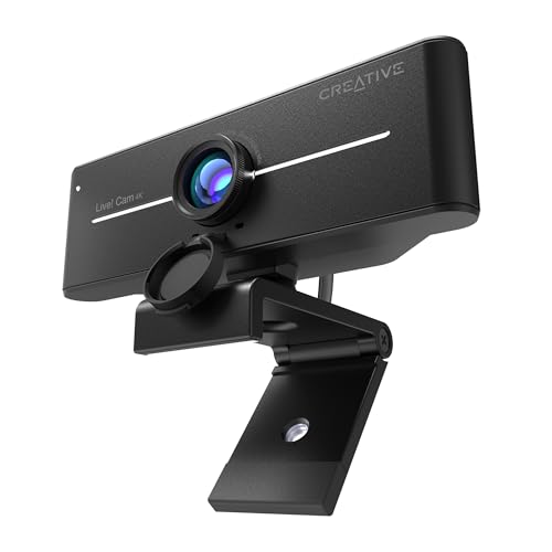 Webcam Usb Uhd Creative Live! Cam Sync 4K Con Compensazione Della Retroilluminazione, Ino A 40 Fps, Obiettivo Grandangolare Da 95°, Lente Per La Priva
