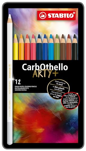 Matita Colorata Premium - Stabilo Carbothello - Scatola In Metallo Da 12 - Colori Assortiti