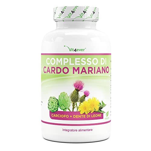 Vit4Ever Complesso Di Cardo Mariano, Carciofo E Dente Di Leone - 240 Capsule (Fornitura Per 4 Mesi) - Altamente Dosato Con 80% Di Silimarina E 2,5% Di