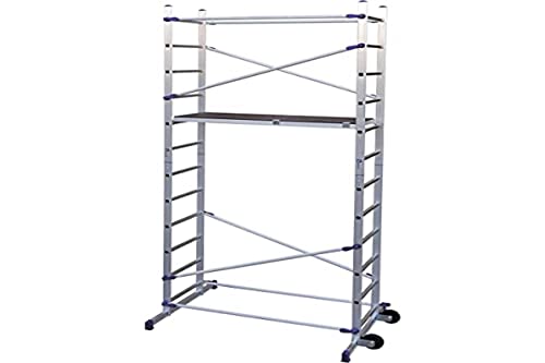 Facal Pinna Clic Pn/Cli, Trabattello In Alluminio, Altezza Di Lavoro 436 Cm, Altezza Della Scala 365 Cm, Colore Alluminio, Blu
