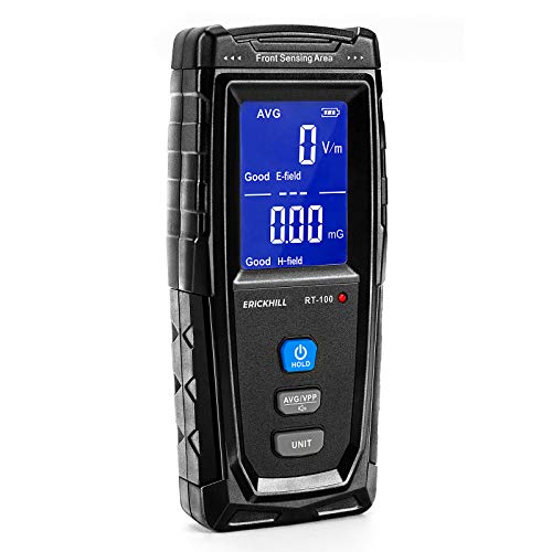 Erickhill Emf Meter, Rechargeable Digital Electromagnetic Field Radiation Detector Hand-Held Digital Lcd Emf Detector, Great Tester For Home Emf Inspe