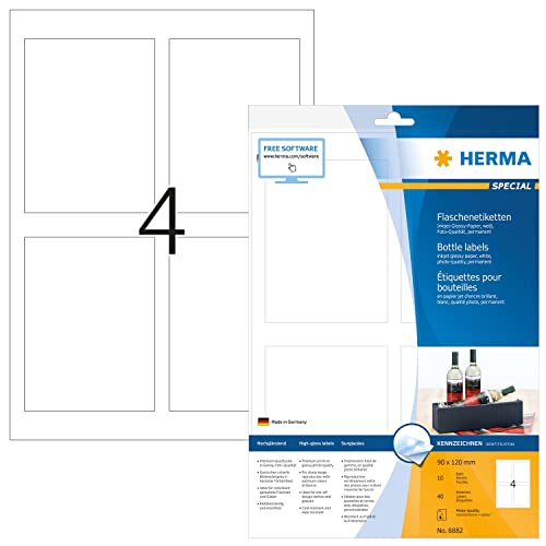 Herma Etichette Per Marcatura, 90 X 120 Mm, Etichette Adesive A4 Per Stampante, 4 Etichette Per Foglio, Bianco